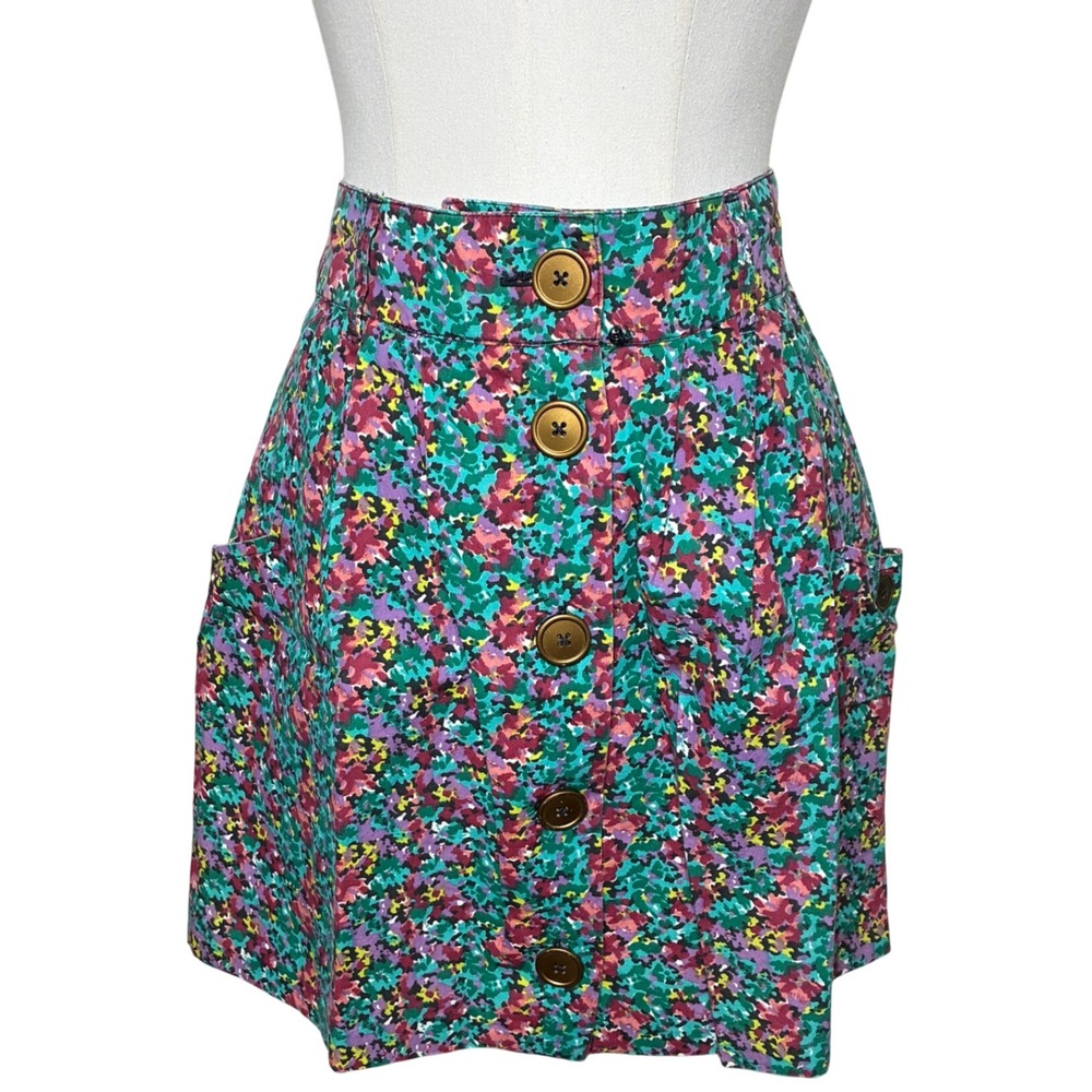 Floral Cotton Mini Skirt Button Front Cooperative Urban Outfitters Size S